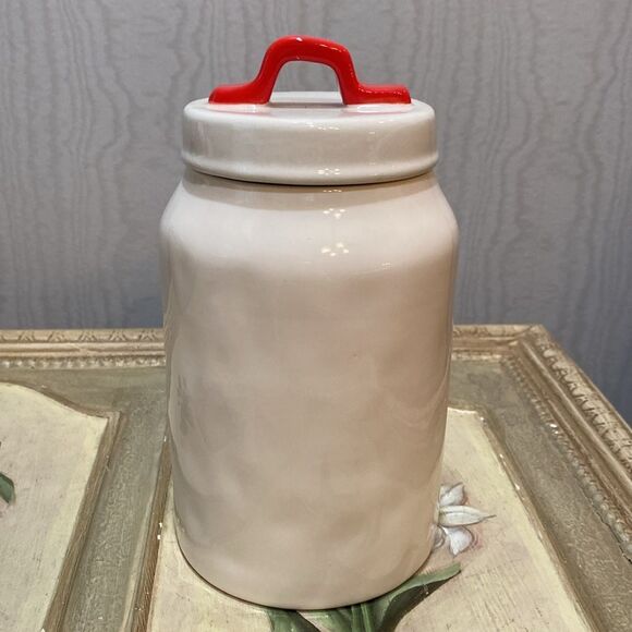 Rae Dunn Live Love Bark Dog Cookie Jar Red Lid Biscuits Treats - Picture 4 of 12